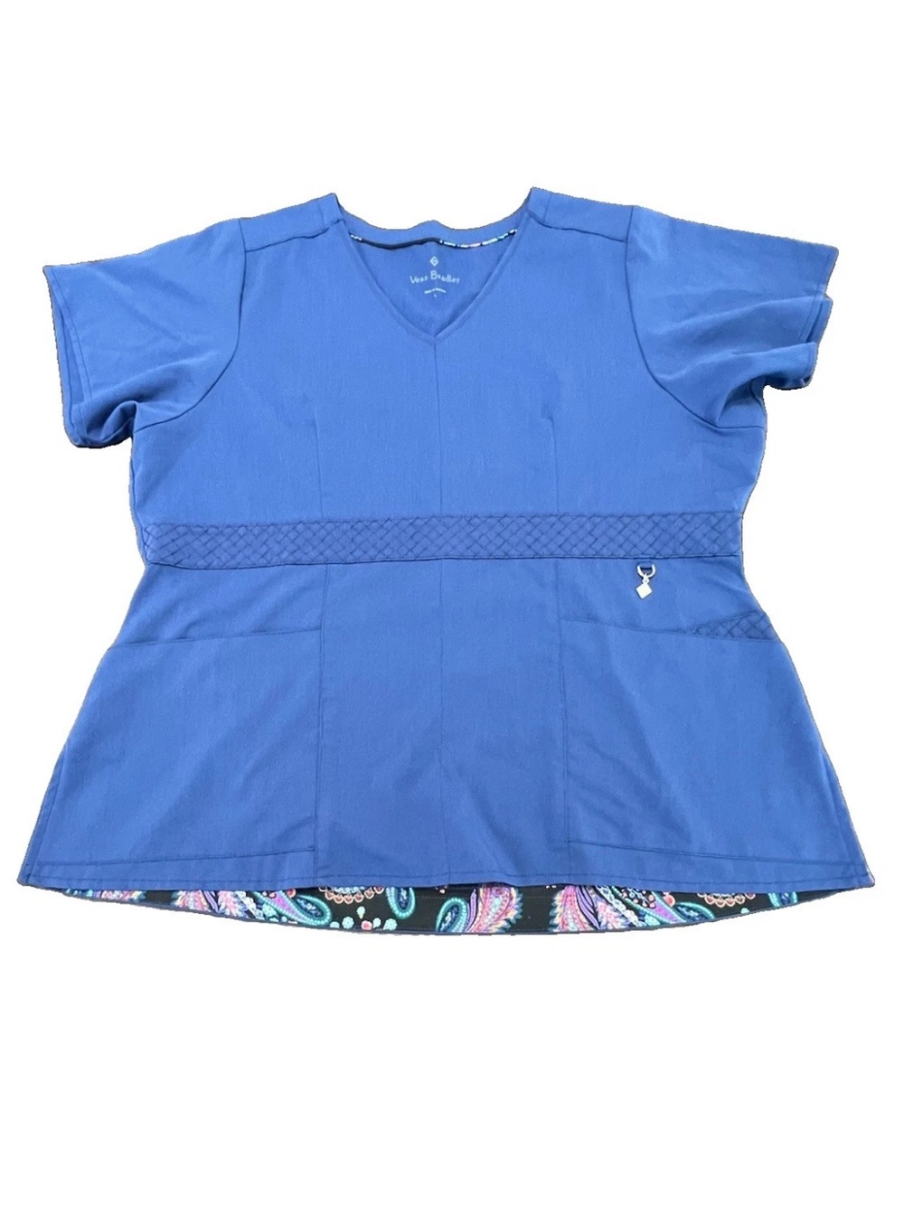 Vera Bradley Scrubs FRIDA Empire Waist Top V2609 Blue 2 Pockets Size Large
